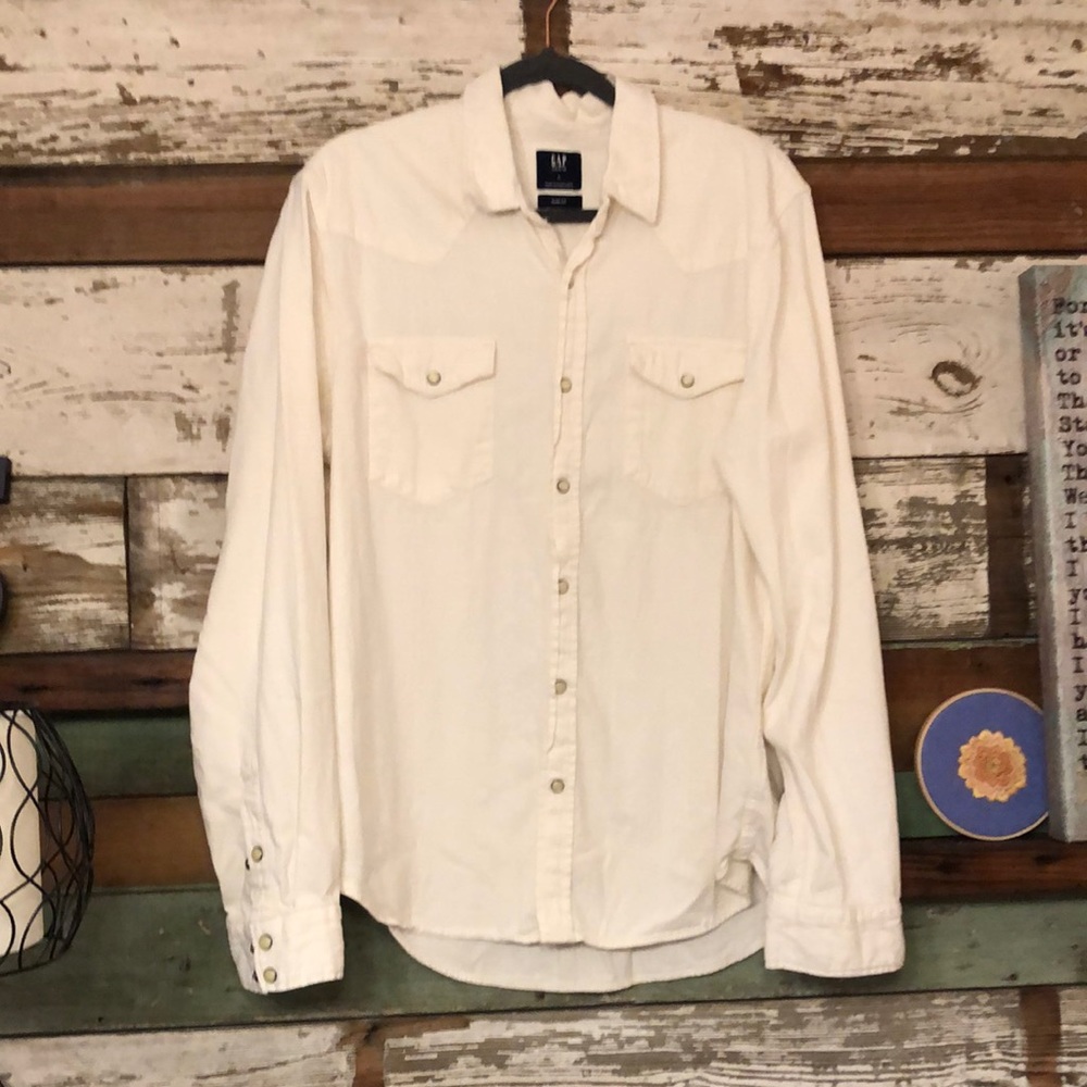 White Denim Pearl Snap